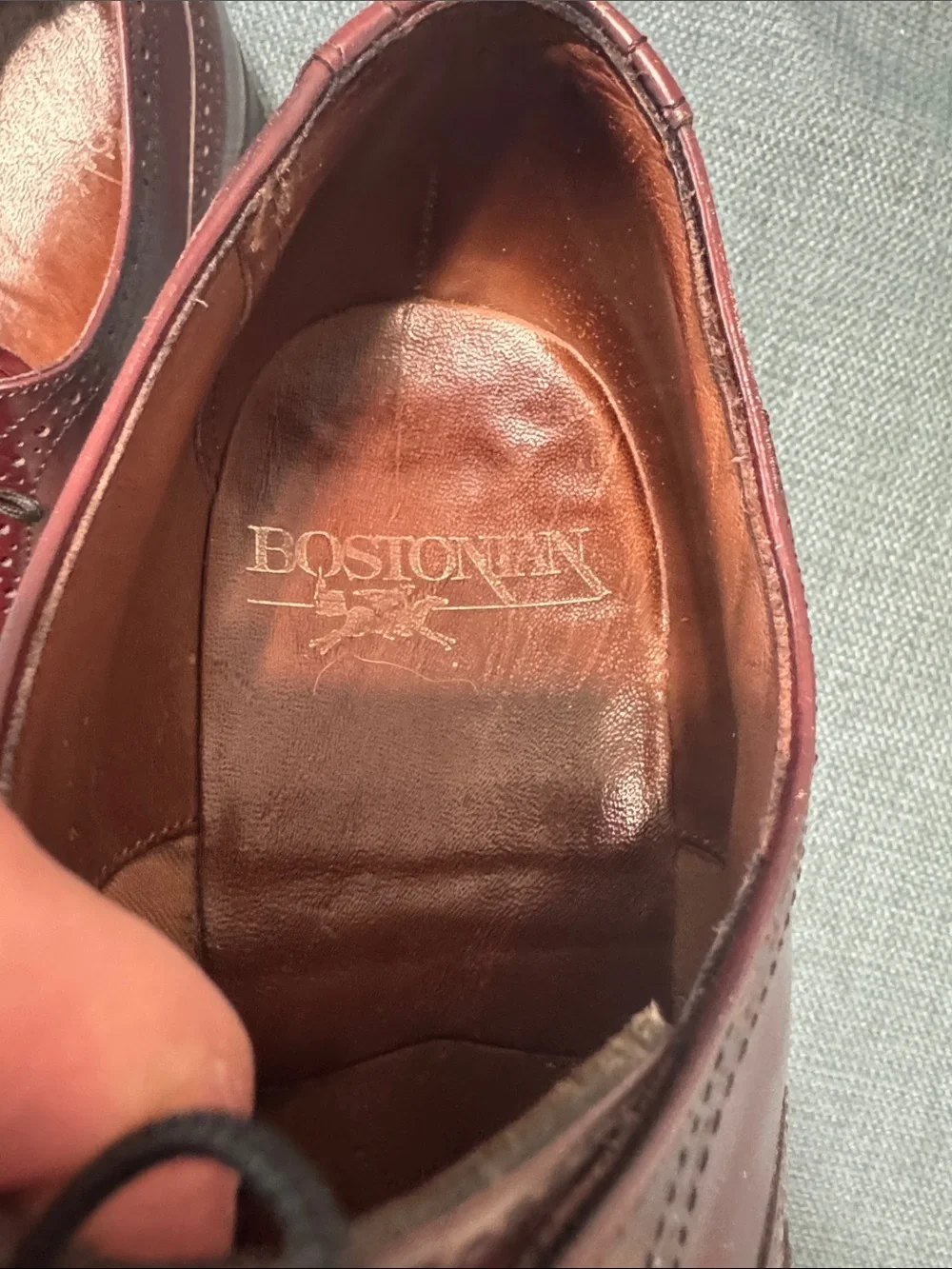 Bostonian Shoes 10.5 Wingtip Derbys Men's Burgundy Polished Leather luxury